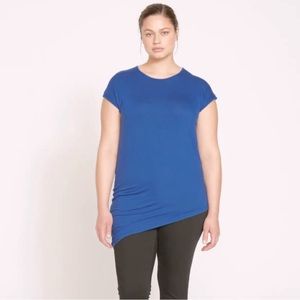 Universal Standard XS 10-12 Genevette Liquid Jersey Top in Blue Pansy